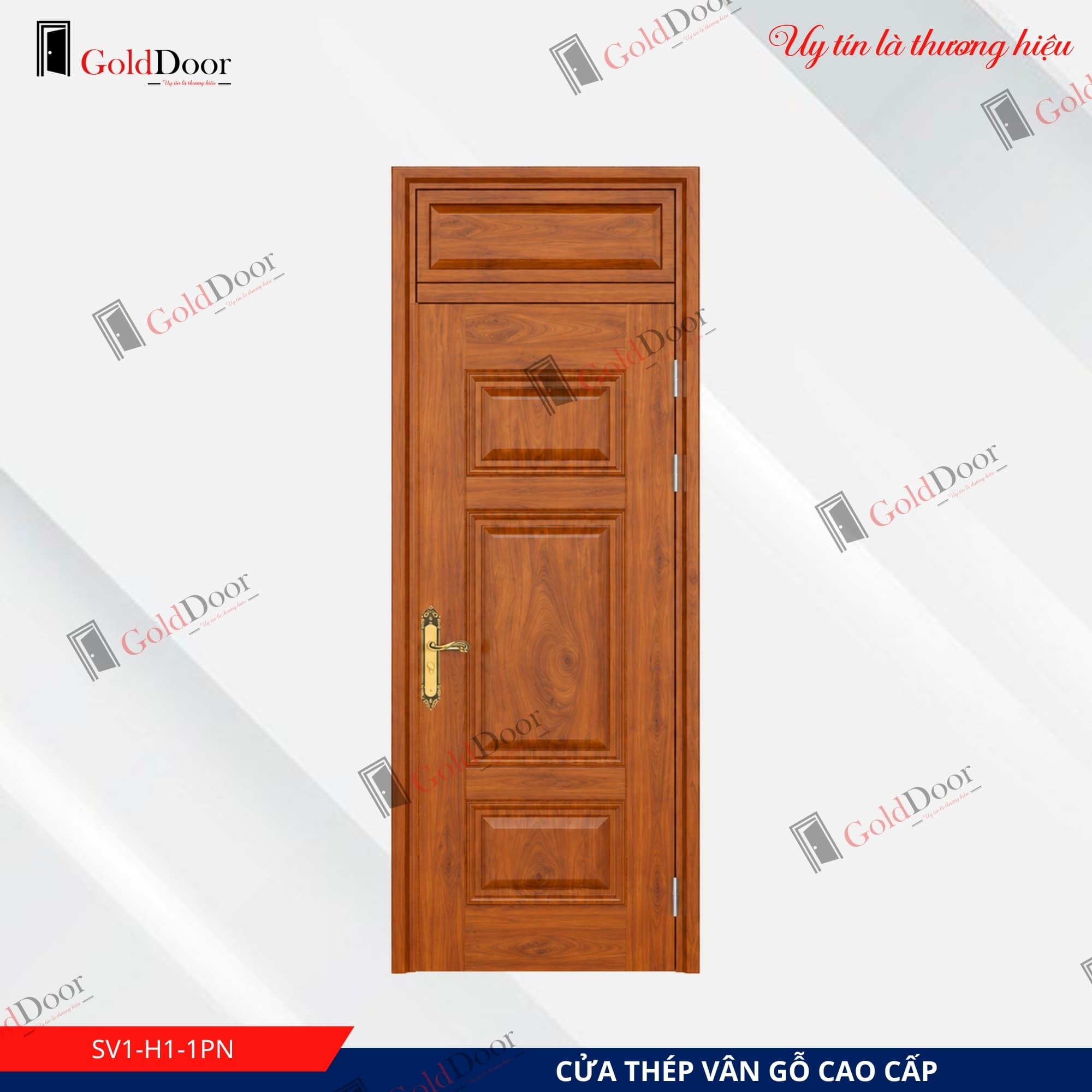 Cửa thép vân gỗ 1 cánh GoldDoor SV1-H1-1PN