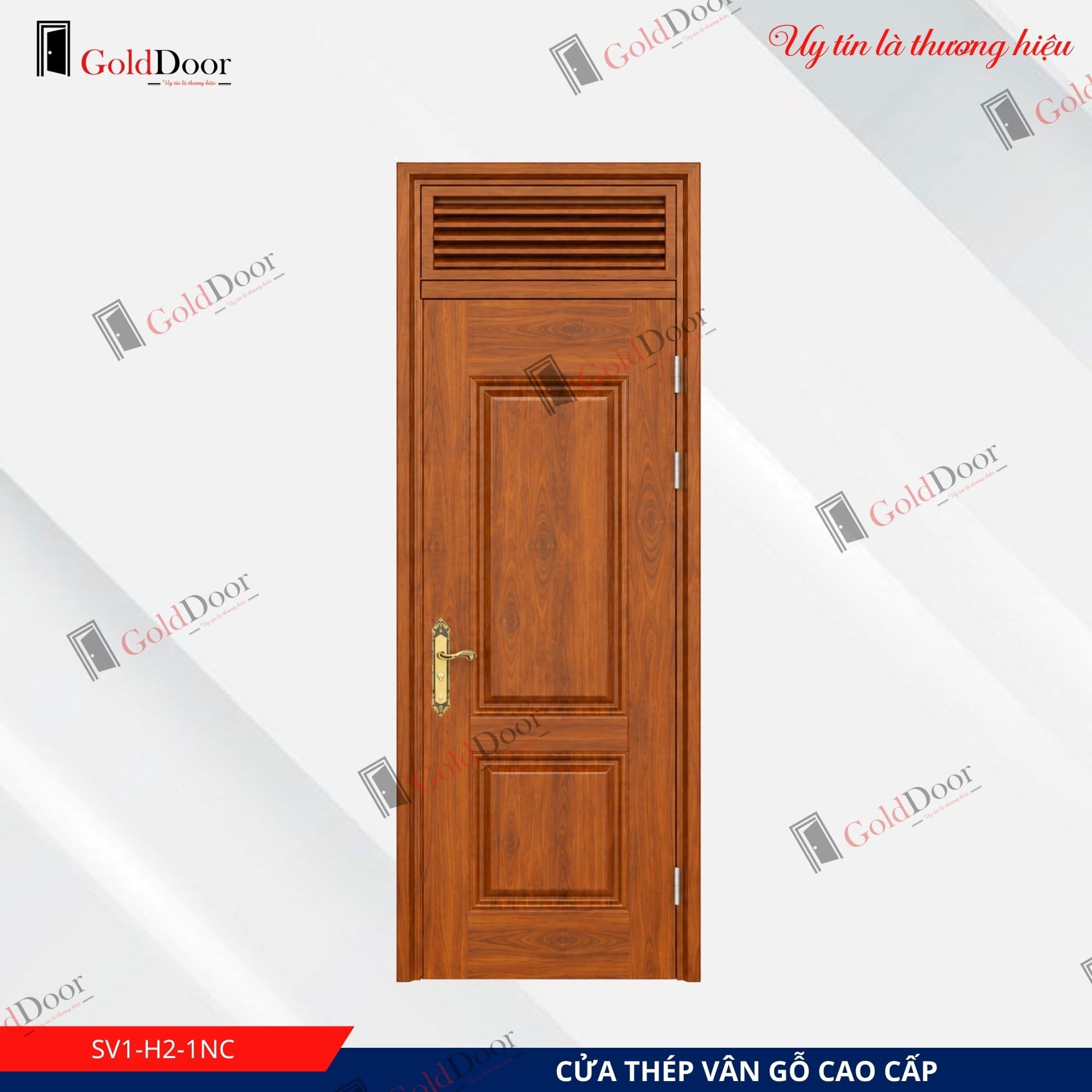 Cửa thép vân gỗ 1 cánh GoldDoor SV1-H2-1NC