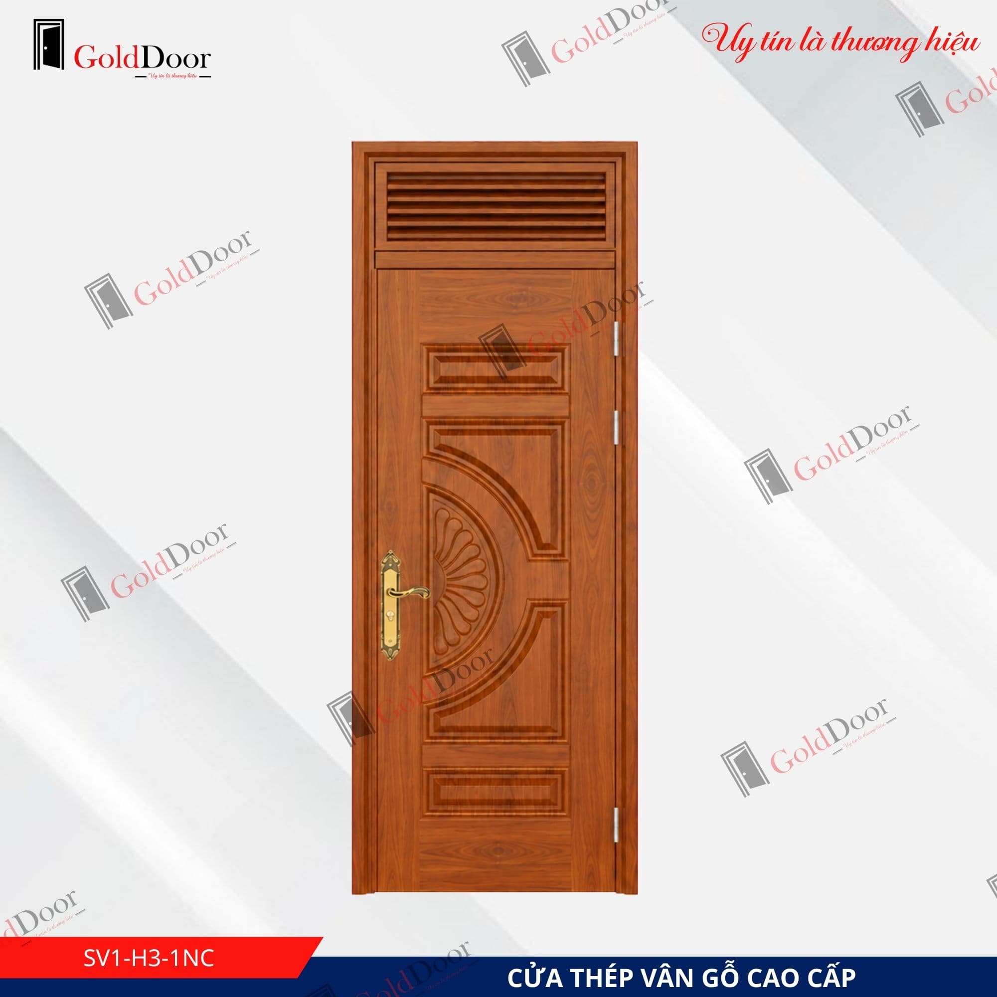 Cửa thép vân gỗ 1 cánh GoldDoor SV1-H3-1NC