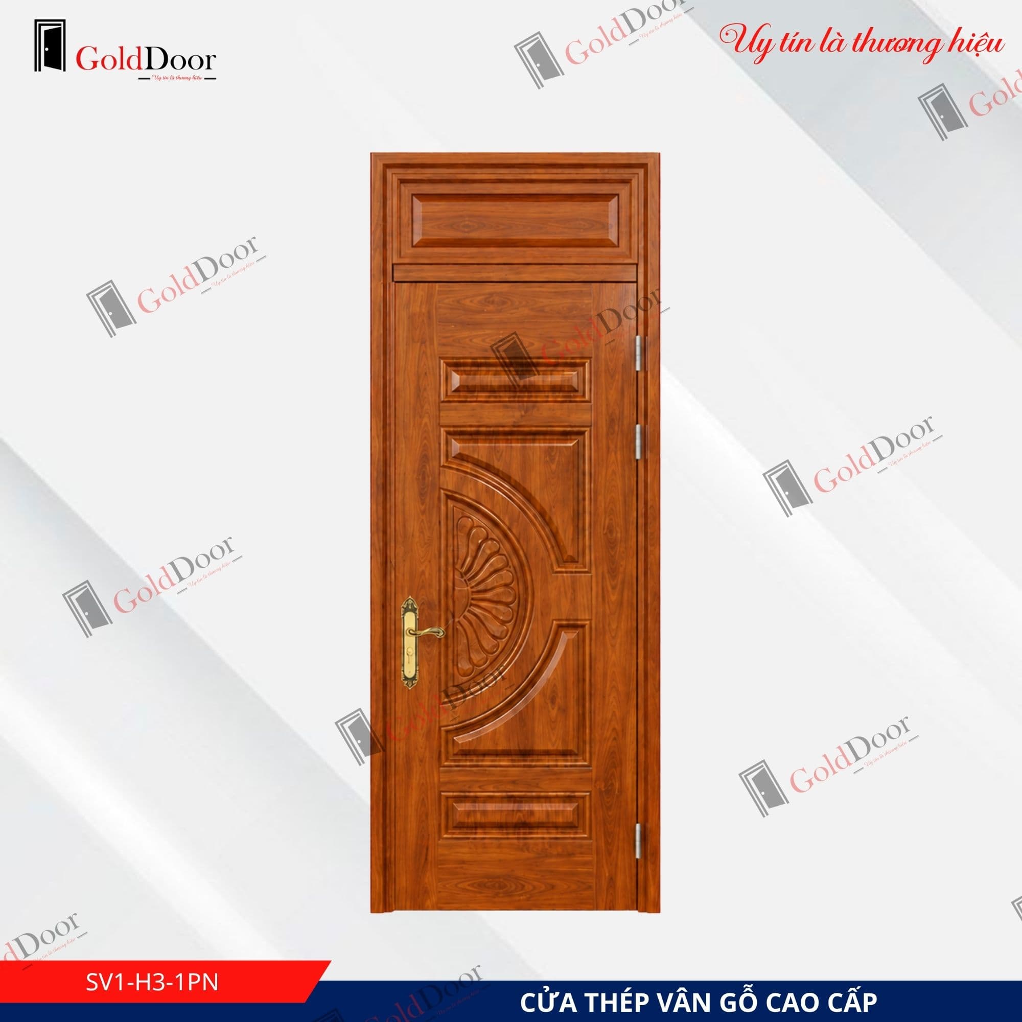 Cửa thép vân gỗ 1 cánh GoldDoor SV1-H3-1PN