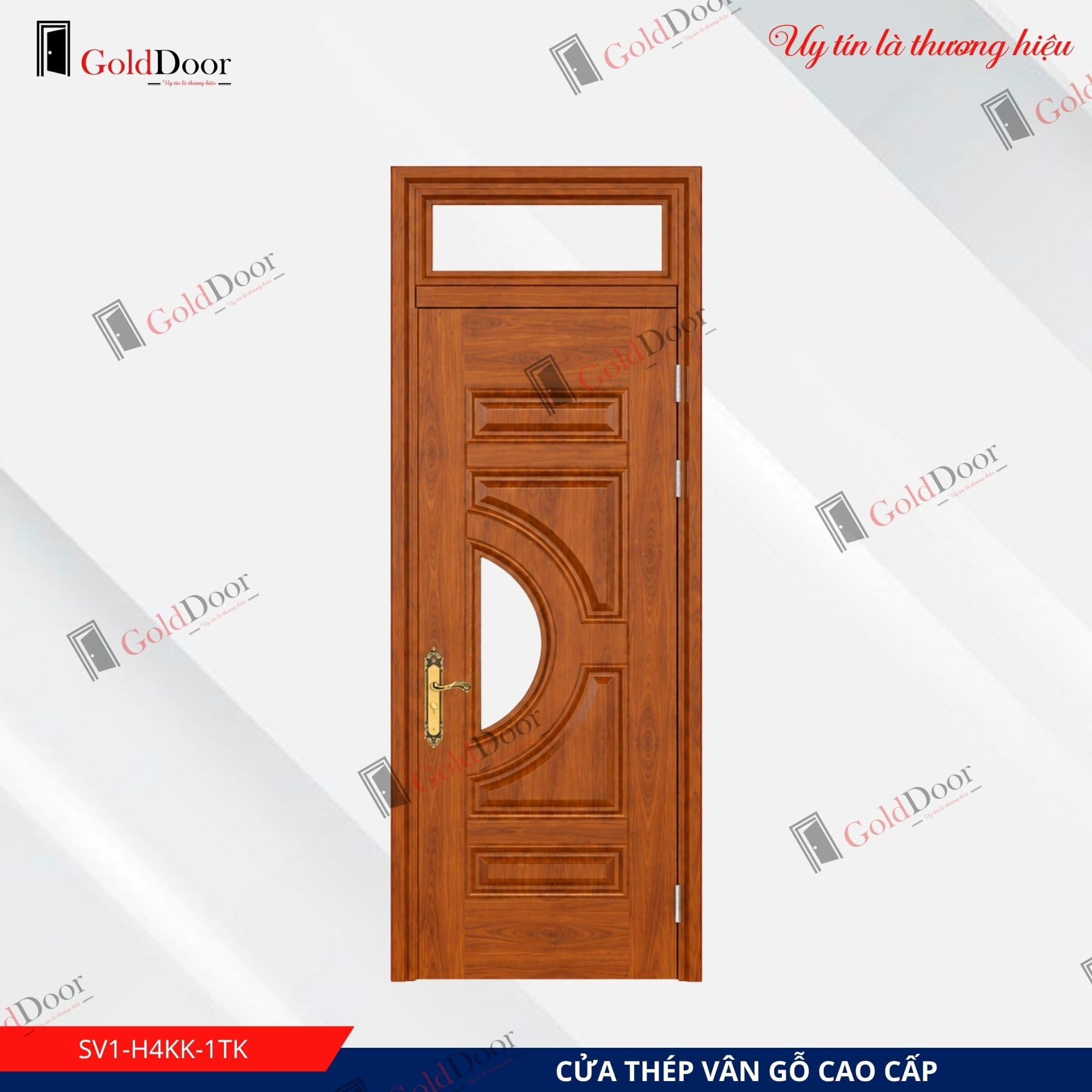 Cửa thép vân gỗ 1 cánh GoldDoor SV1-H4KK-1TK
