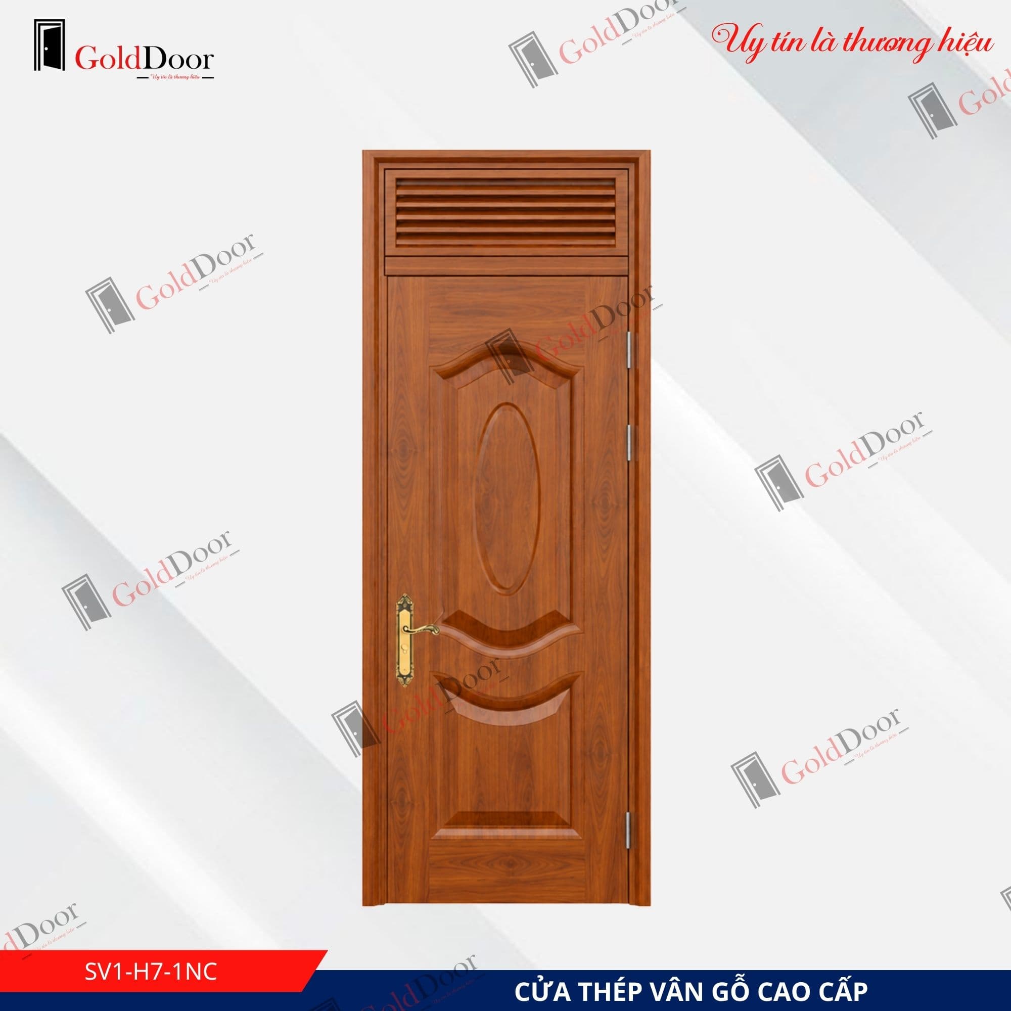 Cửa thép vân gỗ 1 cánh GoldDoor SV1-H7-1NC