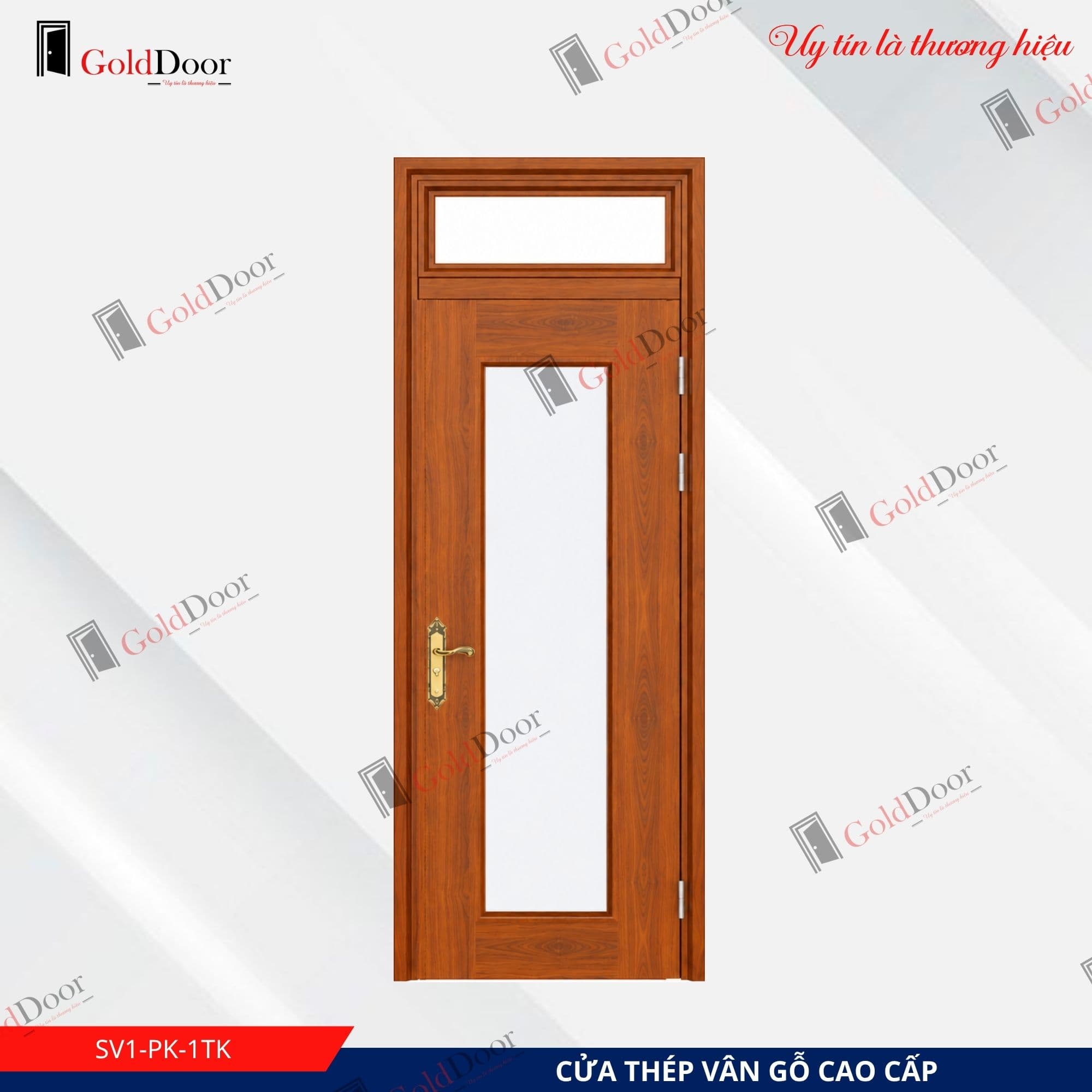 Cửa thép vân gỗ 1 cánh GoldDoor SV1-PK-1TK
